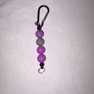 Purple and Gray Beaded Keychain